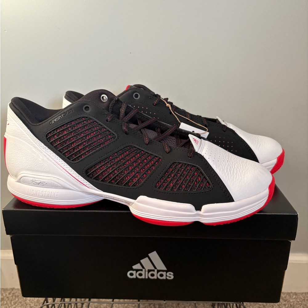 adidas Men’s Black White Red Low-Top Basketball Shoes
